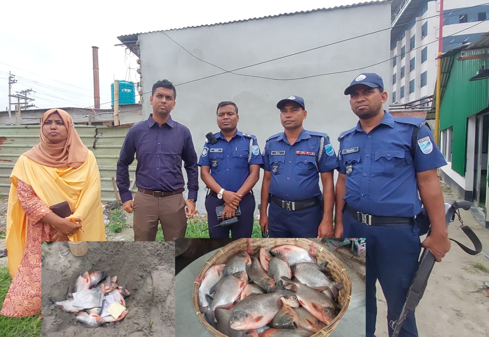 সোনারগাঁয়ে ভ্রাম্যমান আদালতের অভিযানে নিষিদ্ধ পিরানহা মাছ জব্দ,জনসম্মুখে বিনষ্ট