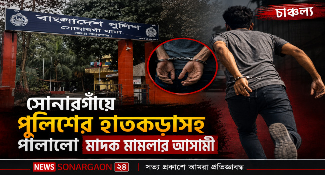 সোনারগাঁয়ে পুলিশের হাতকড়াসহ পালালো মাদক মামলার আসামী