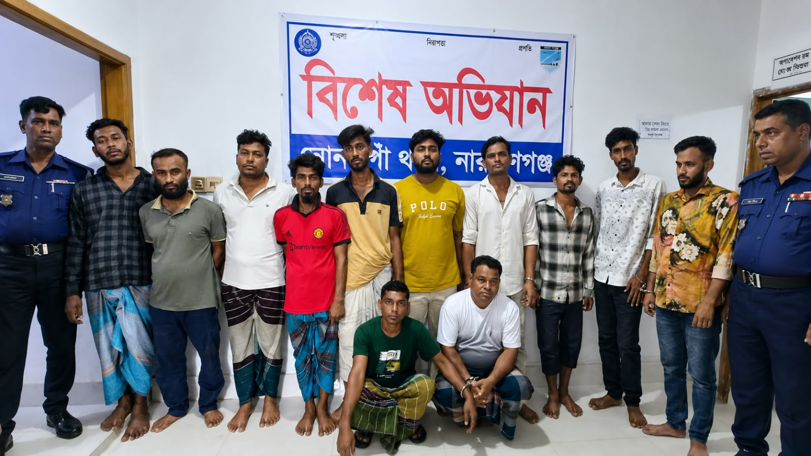 সোনারগাঁয়ে পুলিশের বিশেষ অভিযান, মাদক মামলায় ৩ ও পরোয়ানাভুক্ত ২ জনসহ গ্রেপ্তার ১২